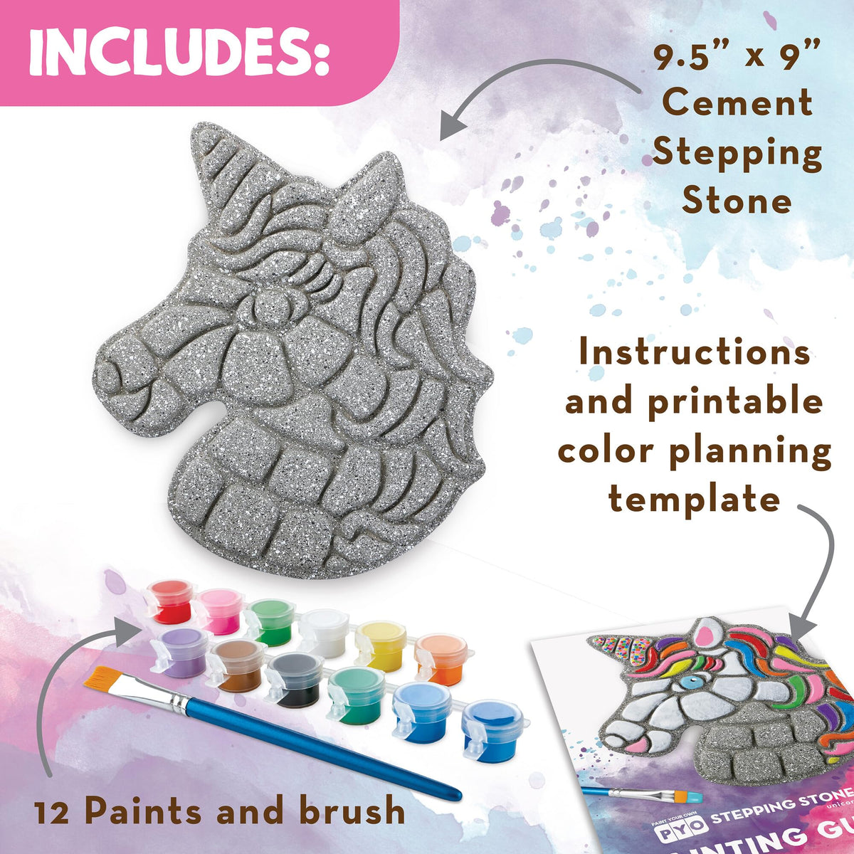MindWare Paint Your Own Stepping Stone Unicorn paints palette for bright color blending