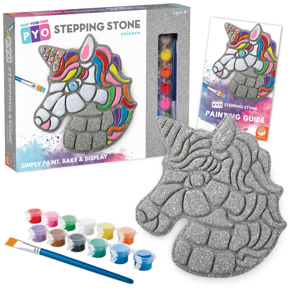 MindWare Paint Your Own Stepping Stone Unicorn in box ready for creativity and play