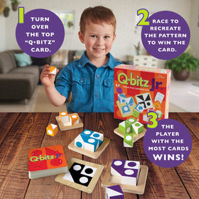 MindWare Q-bitz Jr. ages 3-8 deliver approachable challenges for families.