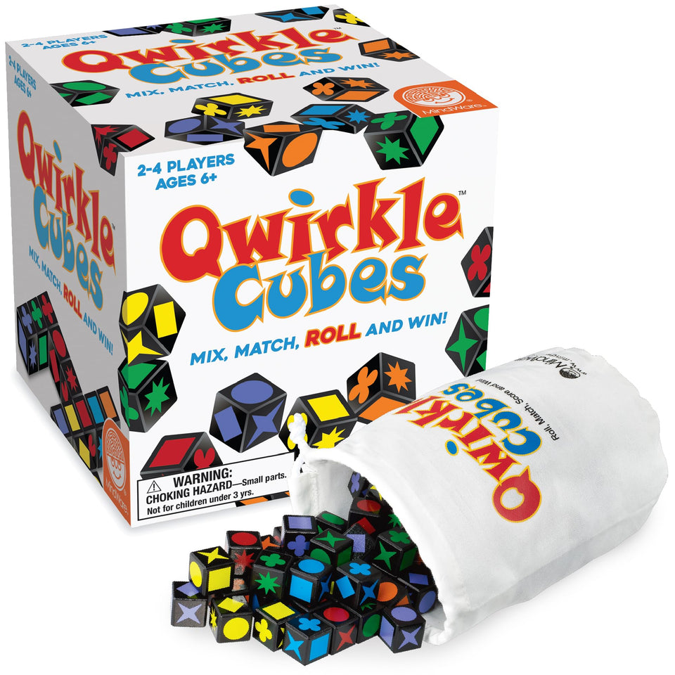 MindWare Qwirkle Cubes tiles display colorful shapes to enhance pattern recognition.
