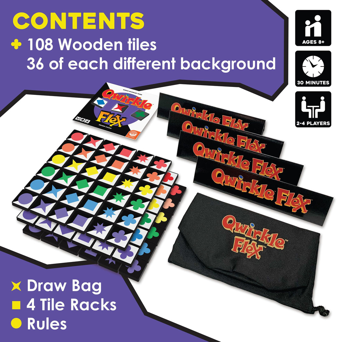 MindWare Qwirkle Flex background colors enable varied scoring opportunities.