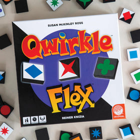 MindWare Qwirkle Flex foreground tiles for matching challenges during play.
