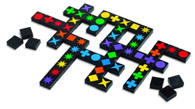MindWare Qwirkle in-progress game with vibrant tiles on the table.