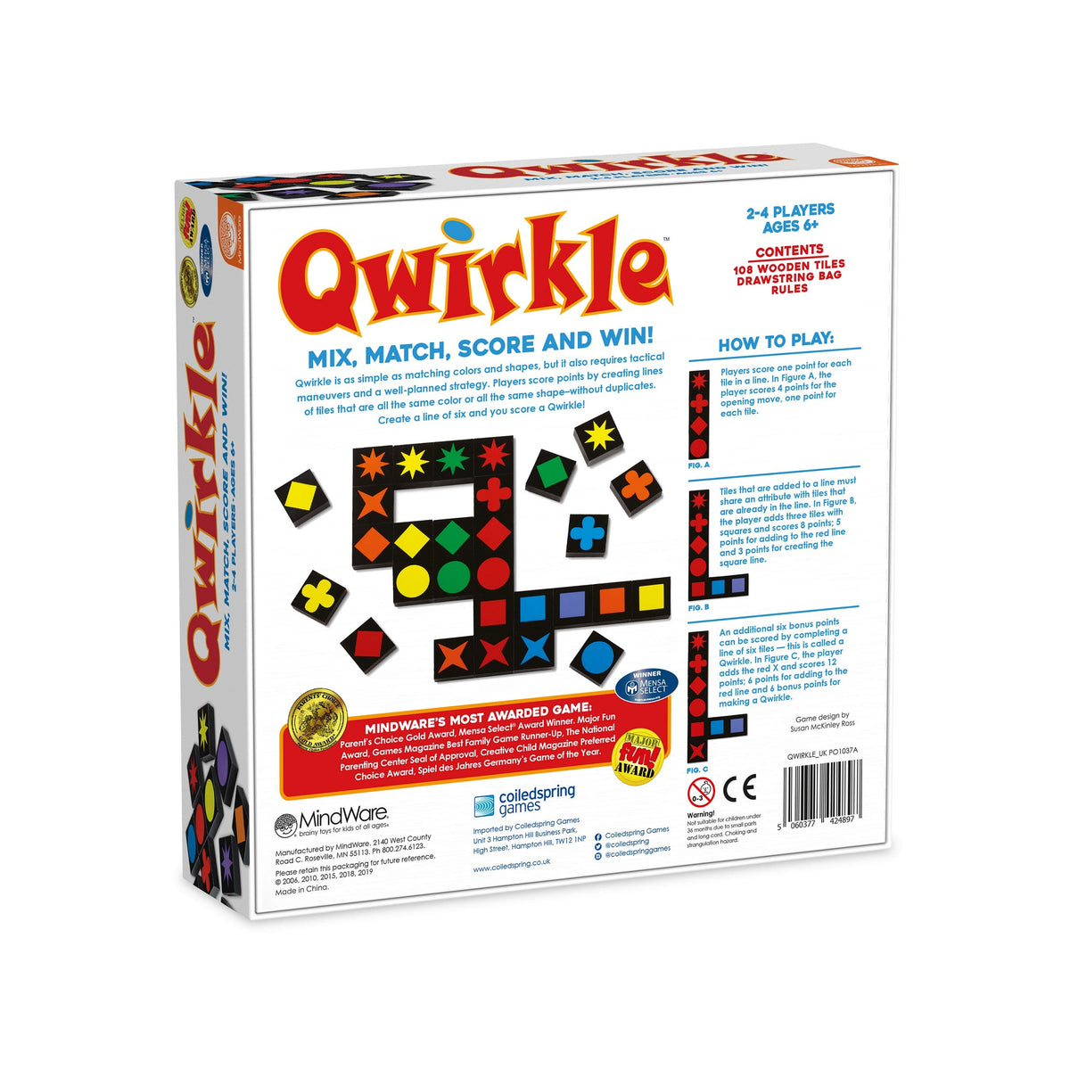 MindWare Qwirkle tiles stacked to showcase tactile wooden pieces.