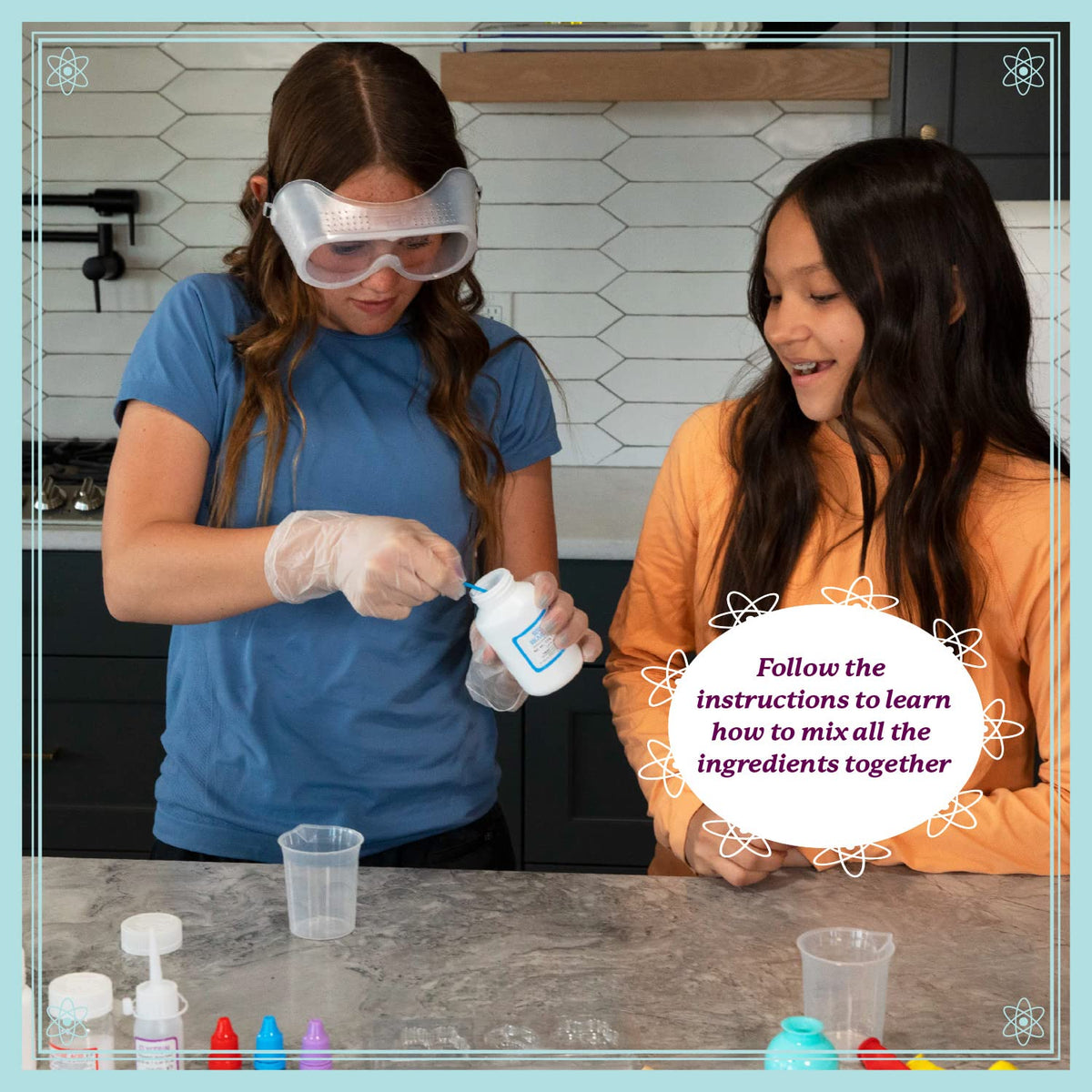 MindWare Science Academy liquid colorings ready to tint bath bombs.