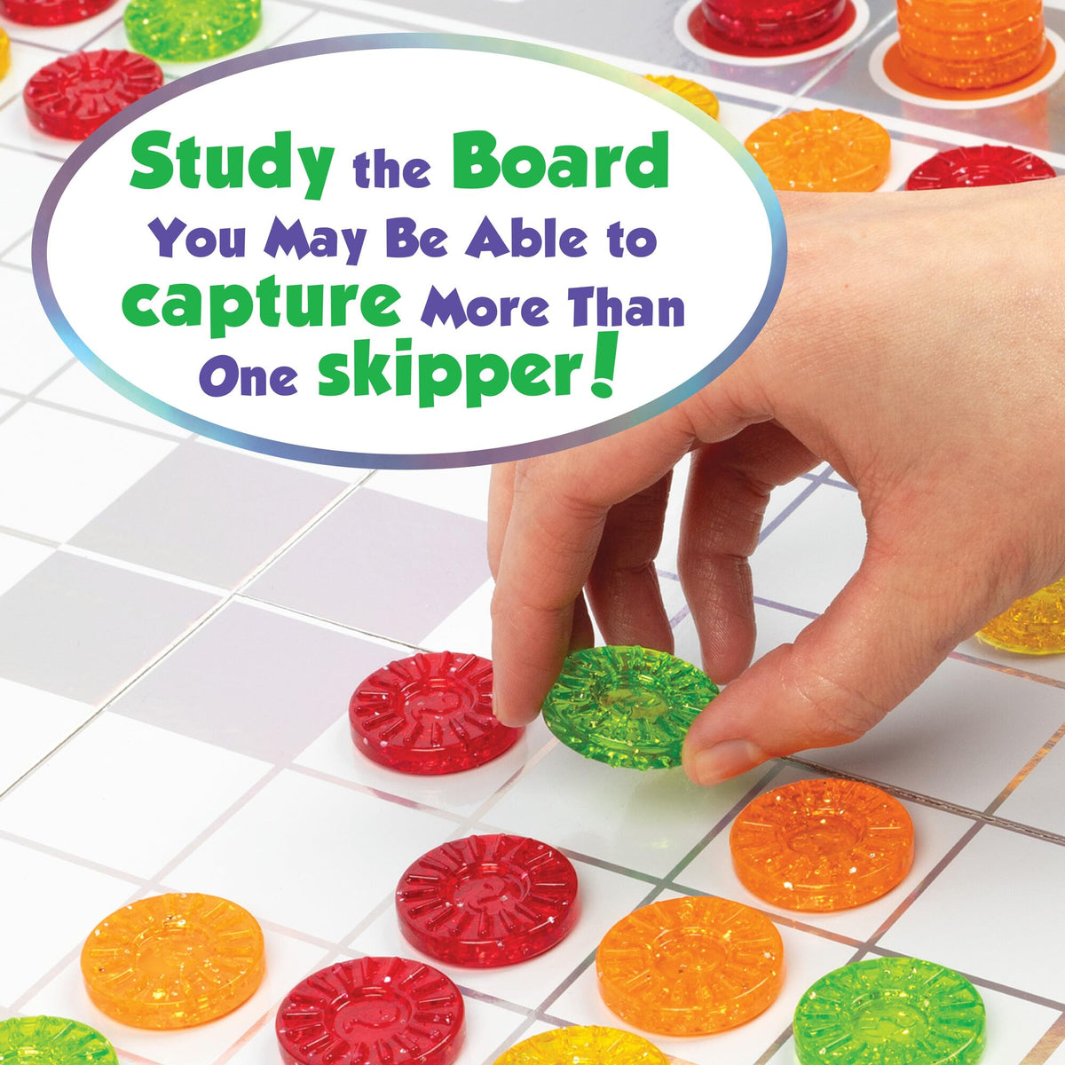 MindWare Skippity no-reading-needed design suits youngest players and bilingual families.