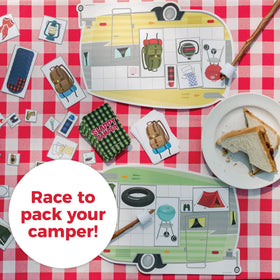 MindWare Slappy Camper gear pieces spread across the table ready to play