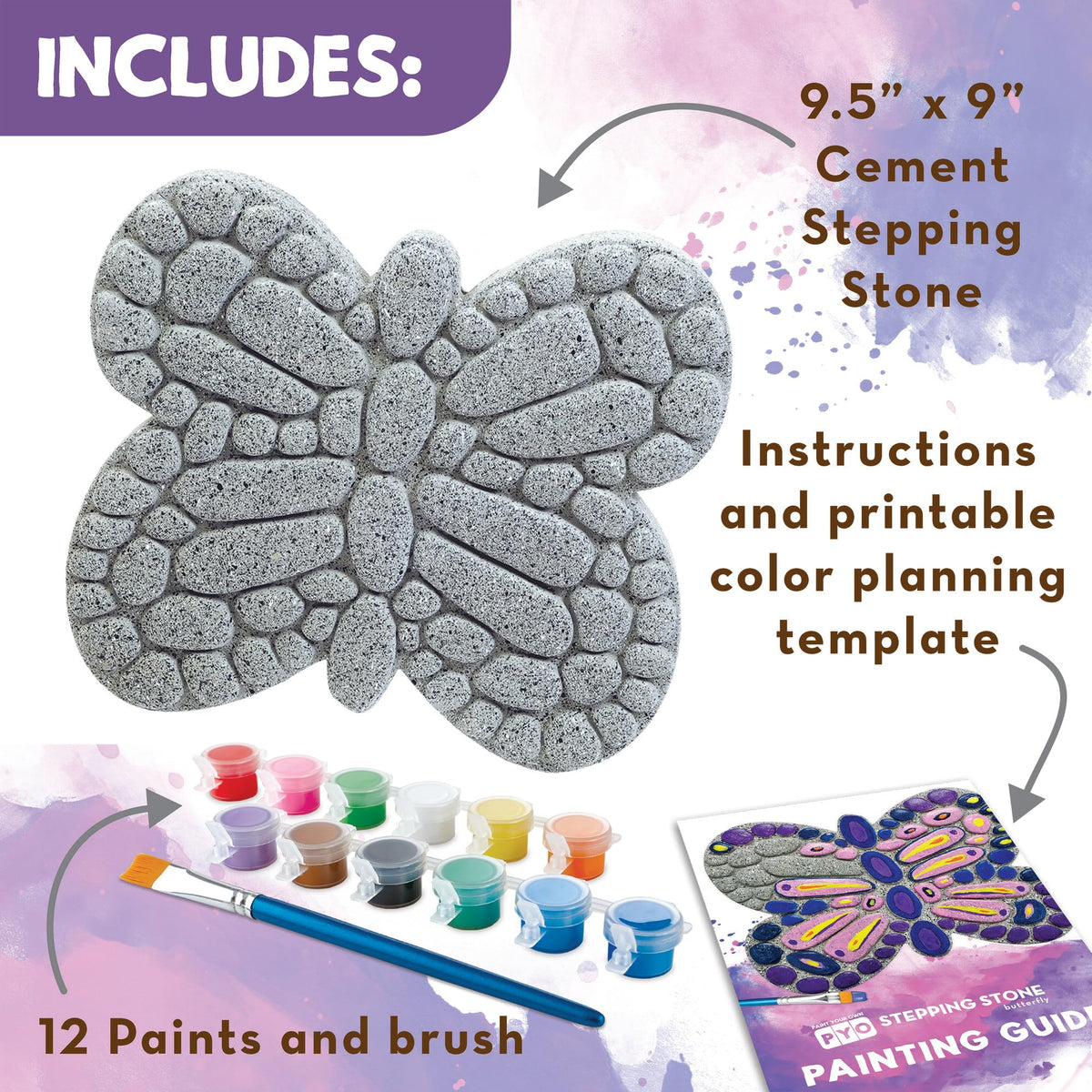 MindWare Butterfly stepping stone with vibrant paints for a garden mosaic.