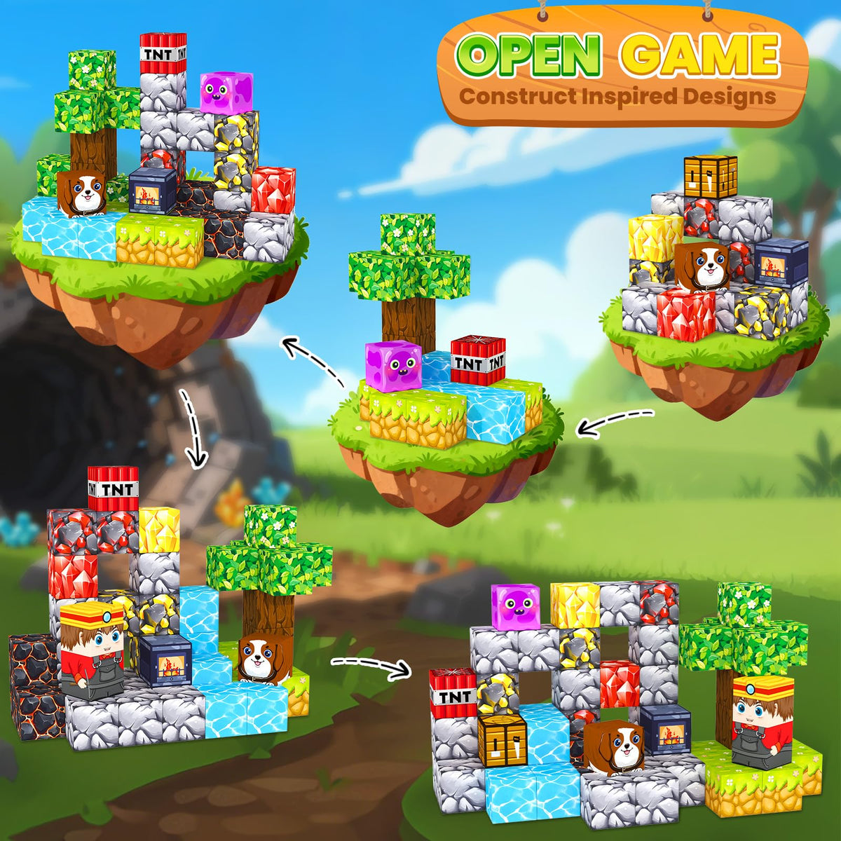 Minecftoy ABS blocks with magnets and rounded edges for safety
