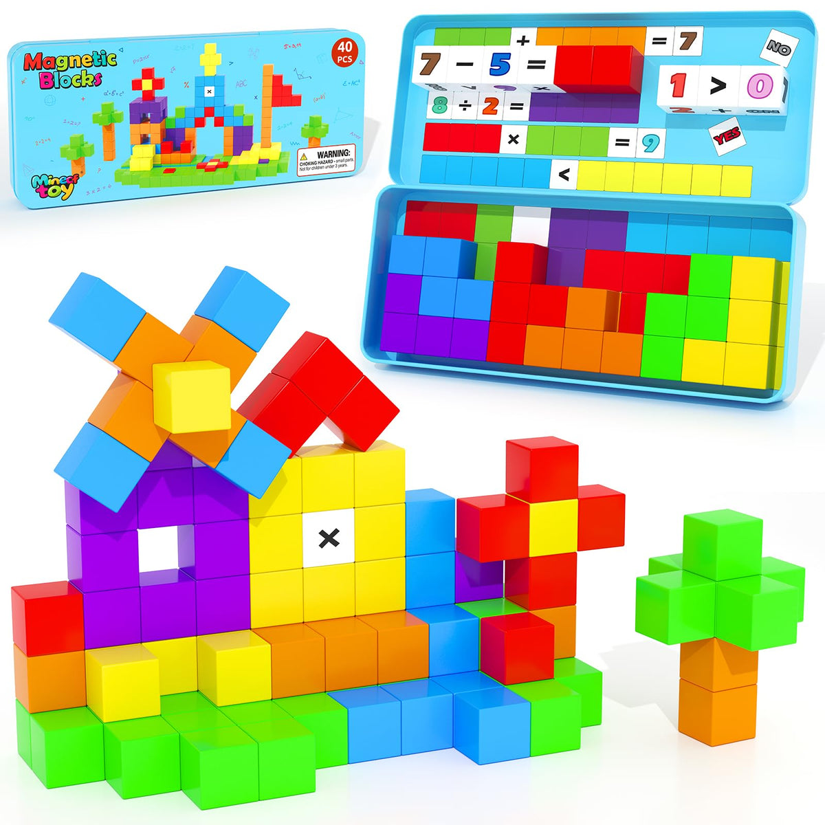 Minecftoy magnetic blocks travel box keeps play portable and organized