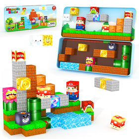 Minecftoy travel box with 40 magnetic pieces for portable creative play