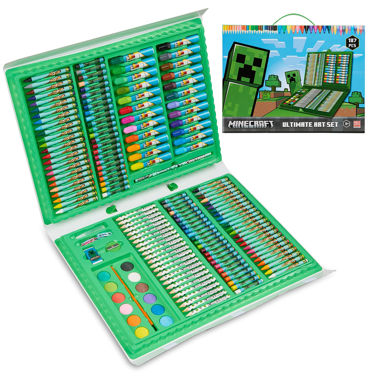 Minecraft art set carry case enabling on-the-go creativity for kids