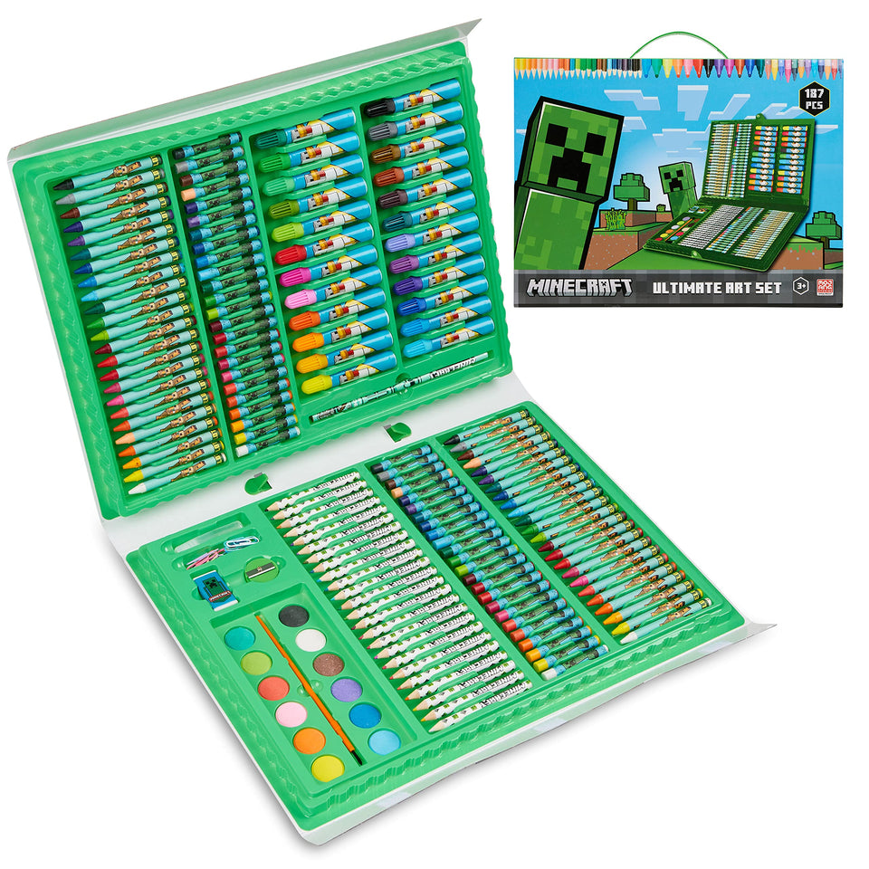 Minecraft art set carry case enabling on-the-go creativity for kids