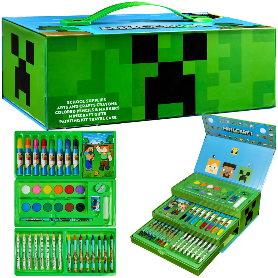 Minecraft colored pencils art set with vivid pencils for precise drawing and shading.