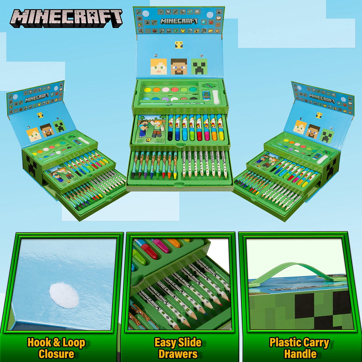 Minecraft Art Set: Colored Pencils, Markers, Watercolors & Crayons in ...