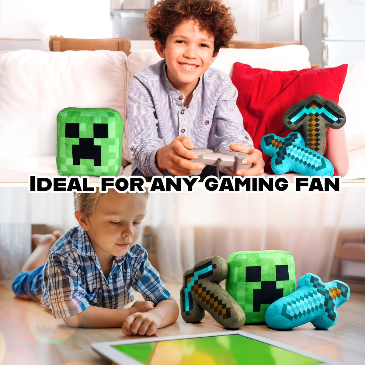 Minecraft plush set of three brings themed room decor and collectible fun.