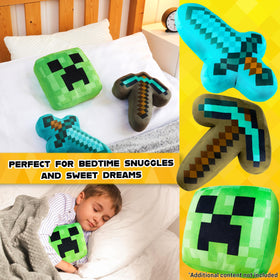 Minecraft toddler bed plush creates a cozy bedtime buddy.
