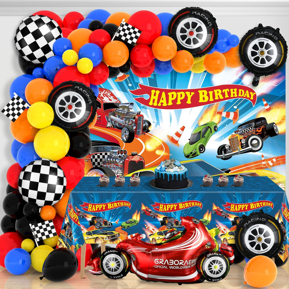 MinFyberd 134Pcs wheels race car arch kit for vibrant party photos