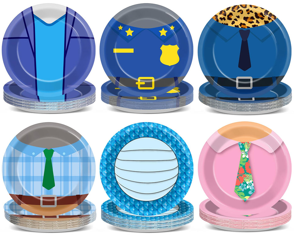 MinFyberd cartoon animals plates in city adventure design for kids birthday parties.