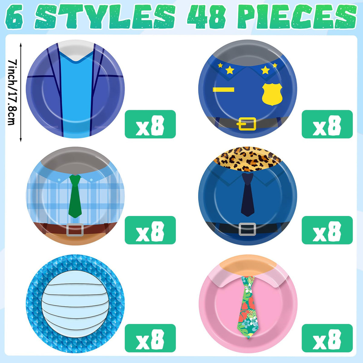 MinFyberd cartoon animals plates city adventure design with bright colors for jungle party vibes.