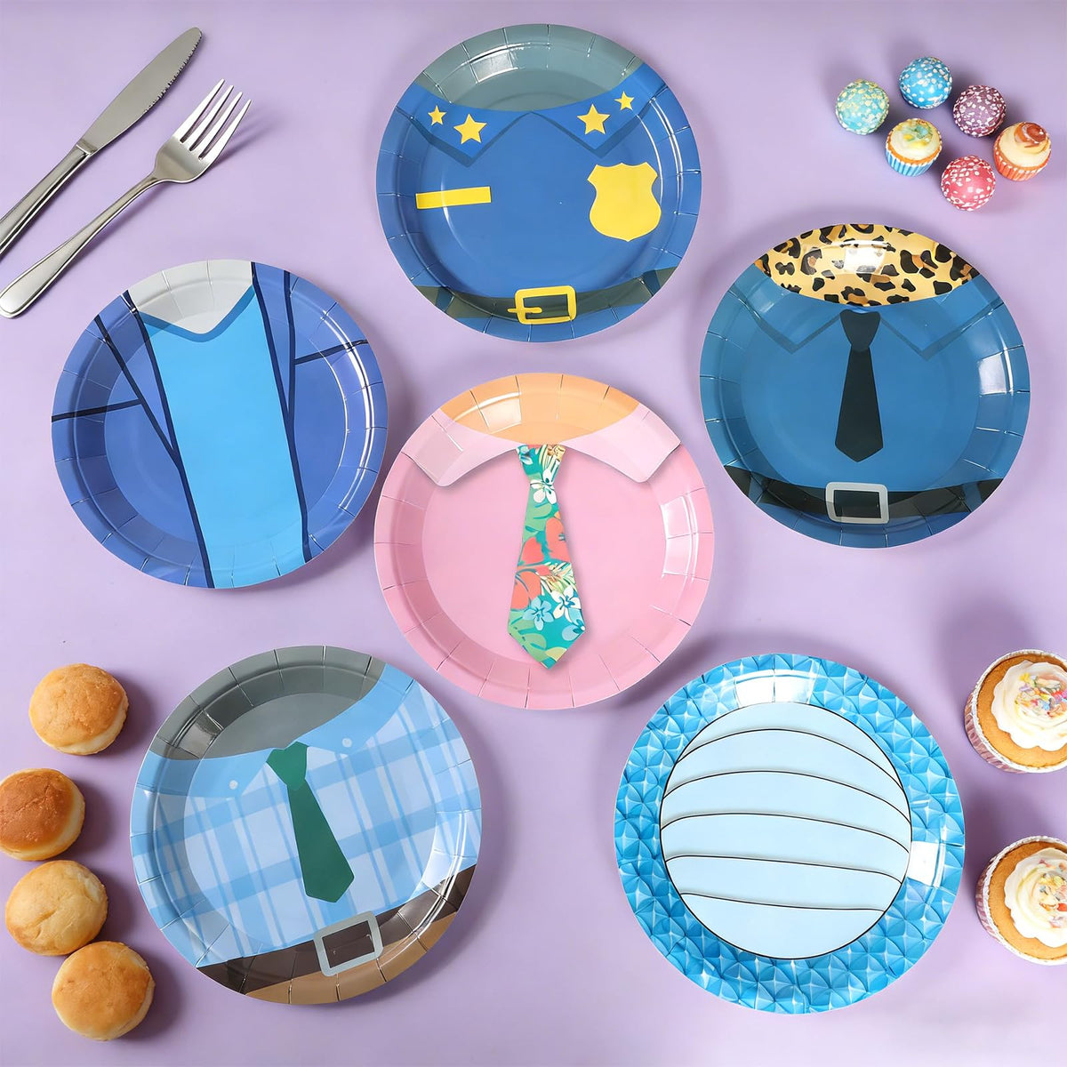 MinFyberd cartoon animals plates city adventure design, perfect for birthday parties and family gatherings.