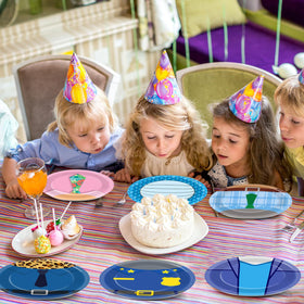 MinFyberd cartoon animals plates city adventure design, vibrant patterns attract little guests.