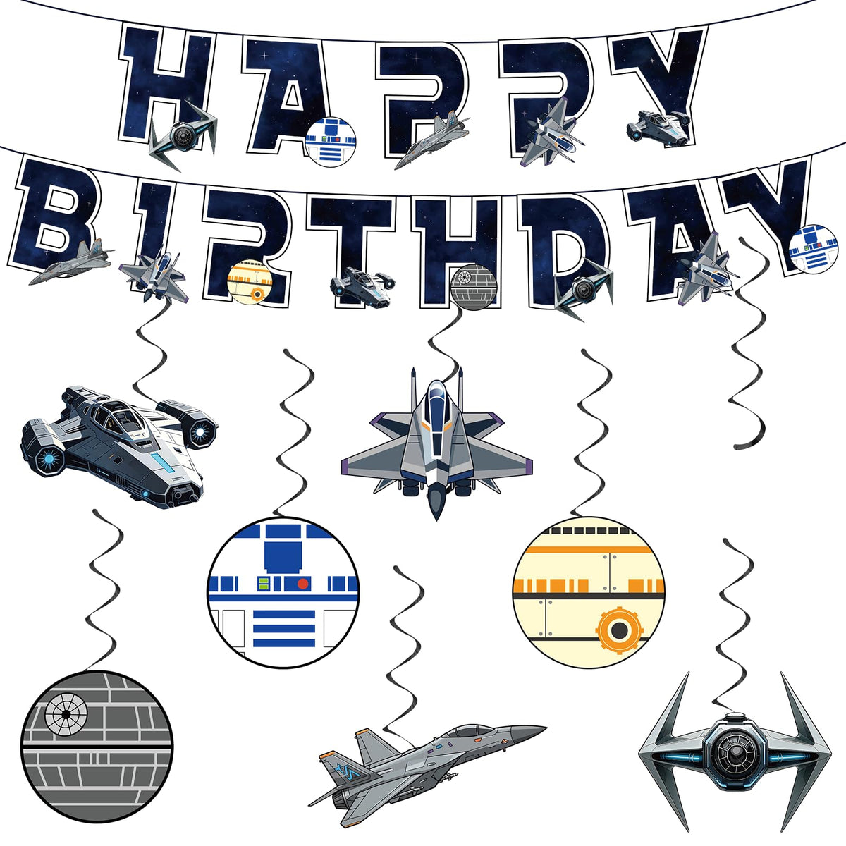 MinFyberd Galaxy Wars banner creates a bold birthday backdrop for photos.