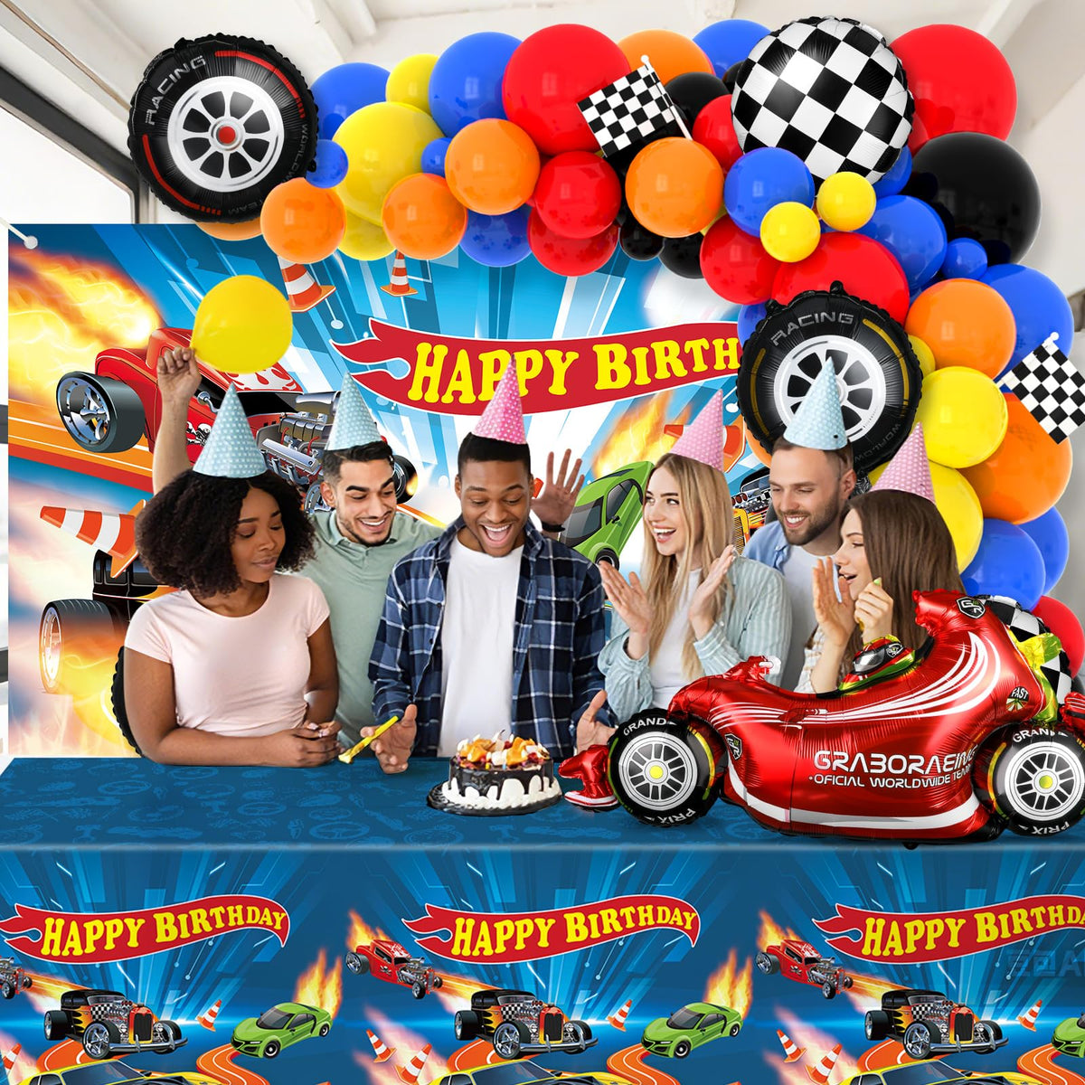 MinFyberd happy birthday banner ties the race theme together