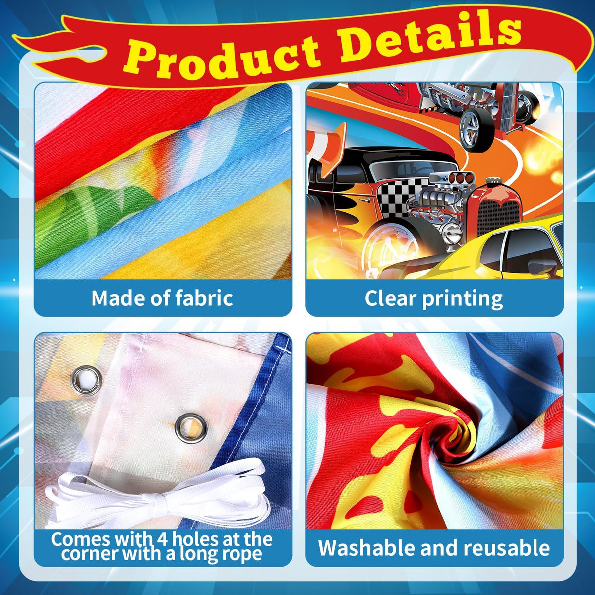 MinFyberd race car backdrop 59x39 for dramatic party photos