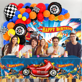 MinFyberd racing wheels balloons add speed-inspired decor accents