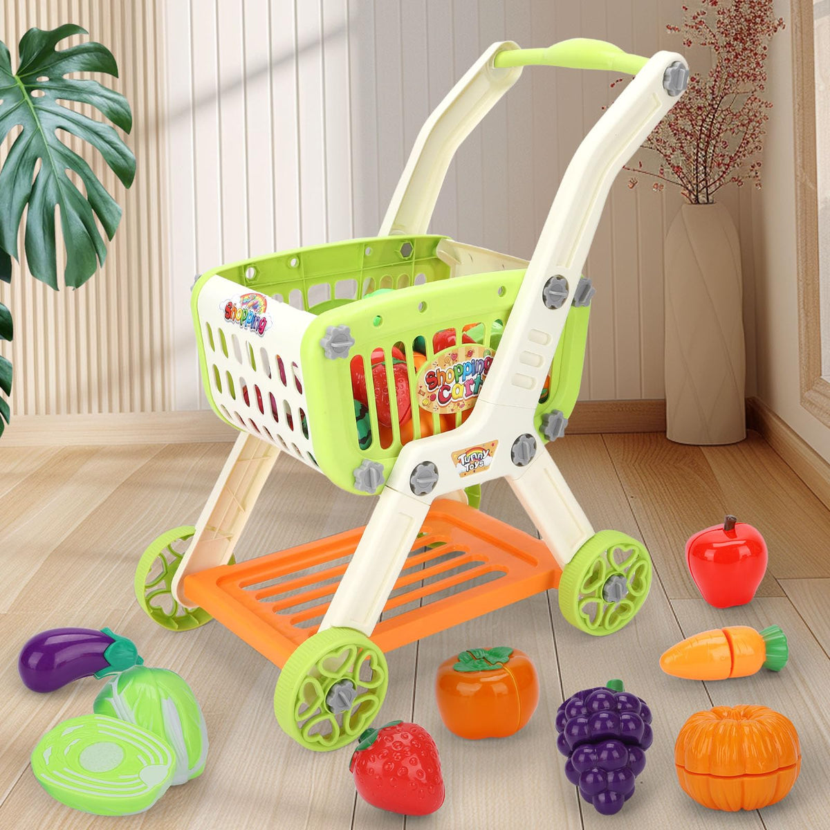 Ming You cutting play food set shows knives and boards for safe, creative pretend cooking.