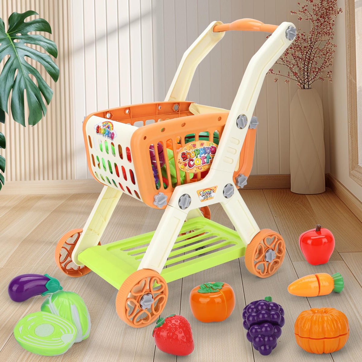 Ming You two-in-one shopping cart doubles as a basket for versatile play.
