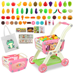 Ming You kids shopping cart front view for interactive pretend shopping and role play.