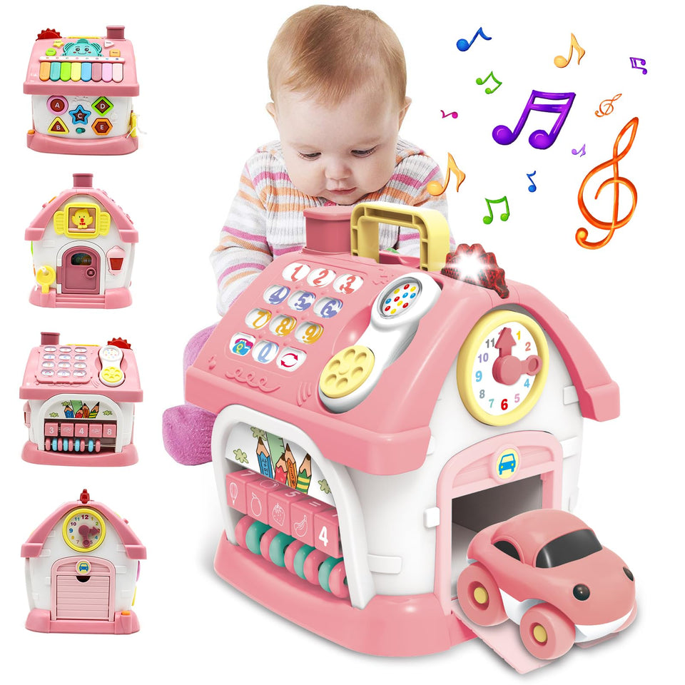 Ming You 8-in-1 learning house front view encourages tactile exploration