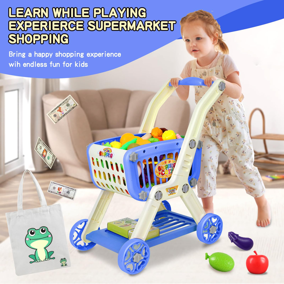 Ming You shopping bag accessories complete the pretend store setup for kids