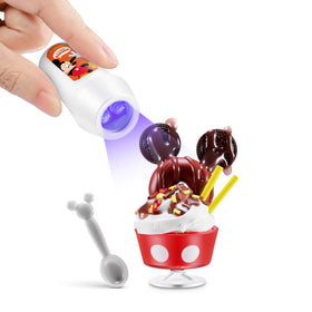 Cute display diorama with Mini Brands Create Disney Snacks characters and desserts.