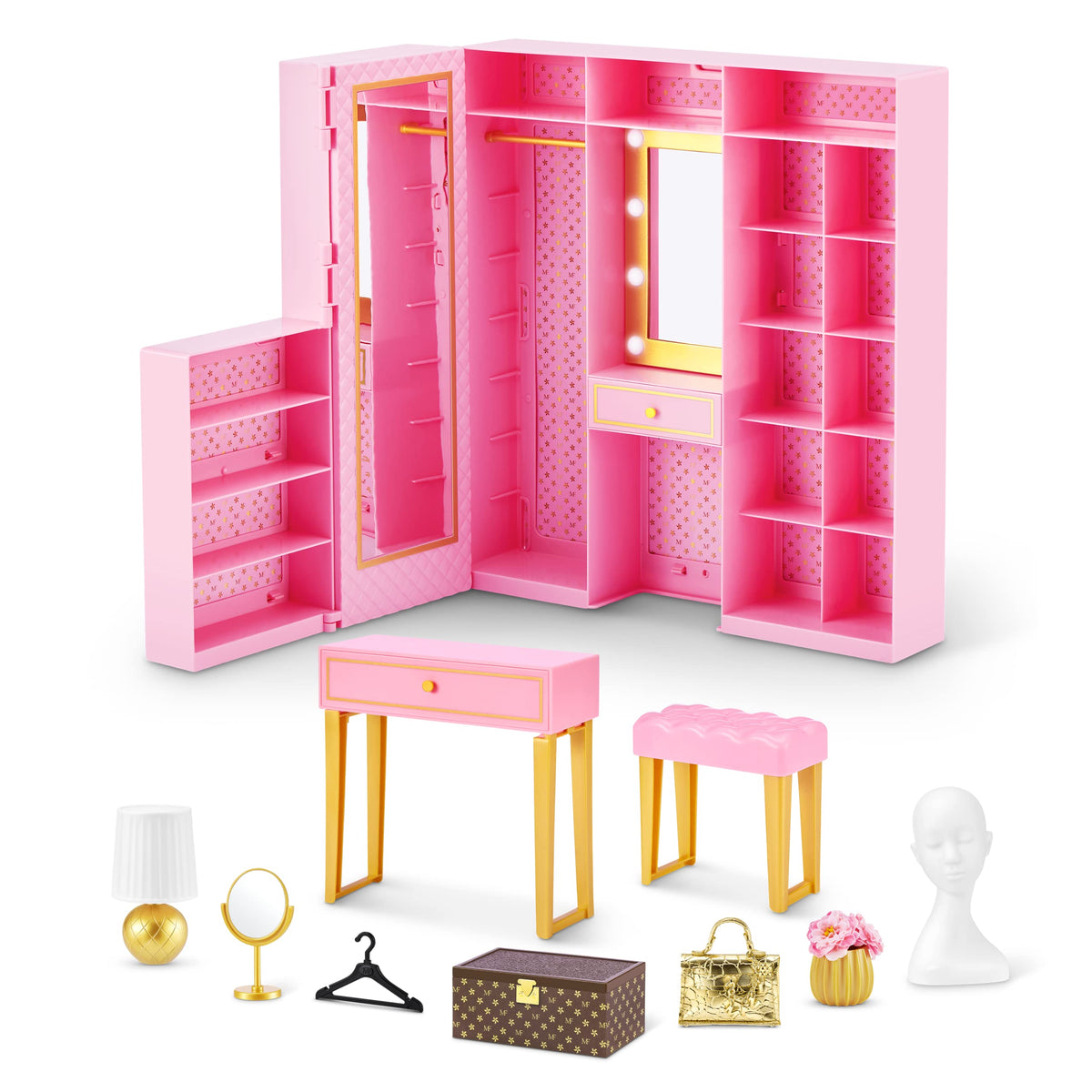 Exclusive metallic Mini Fashion bag included with the wardrobe set