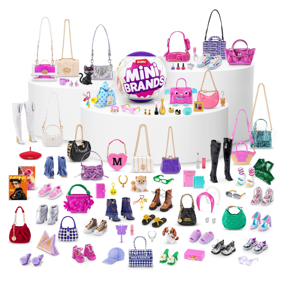 Mini Brands Fashion Series 4 tiny handbags featuring real zips and clasps.