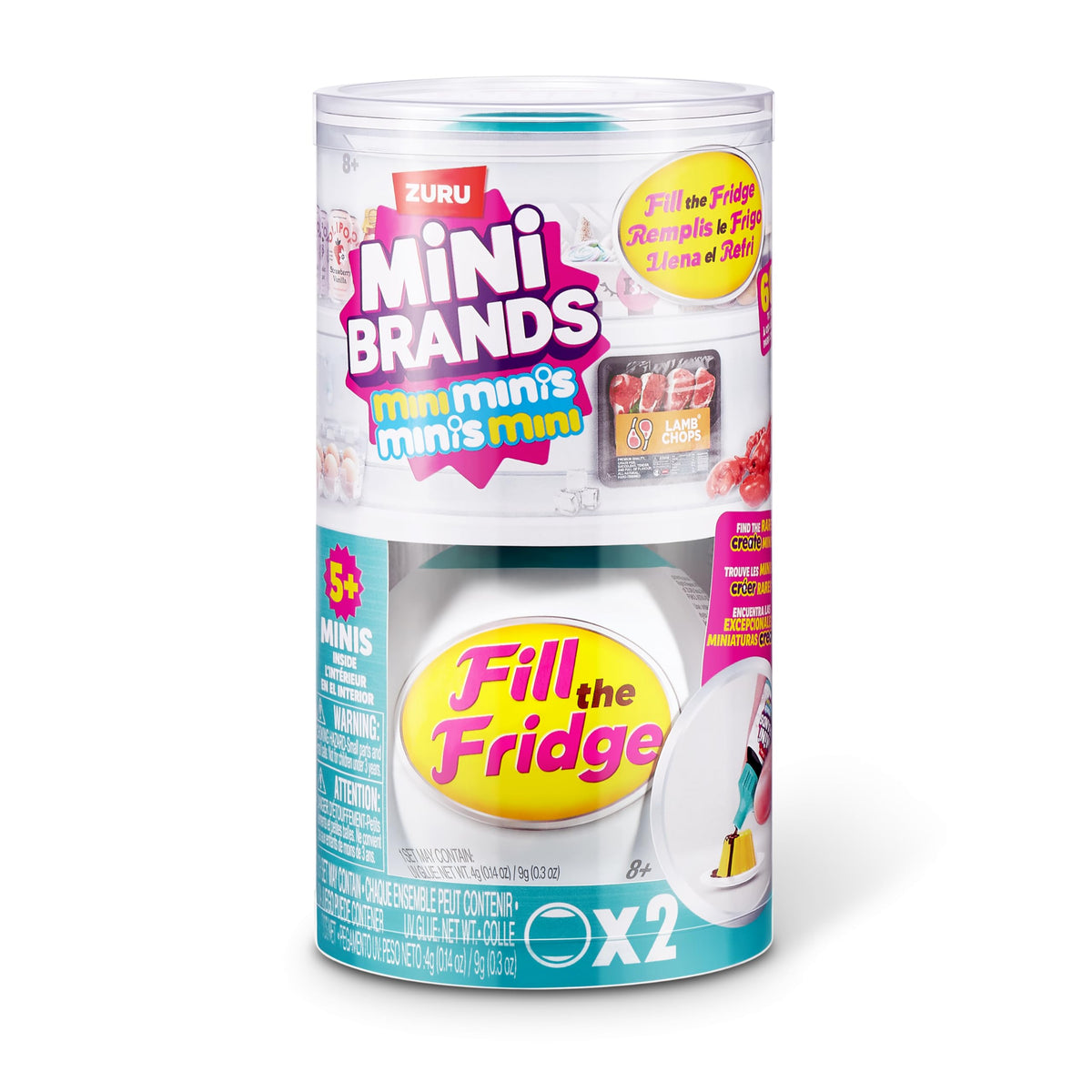 Mini Brands Fill the Fridge Mini Minis Series 1 display tray showcasing tiny, detailed kitchen goods