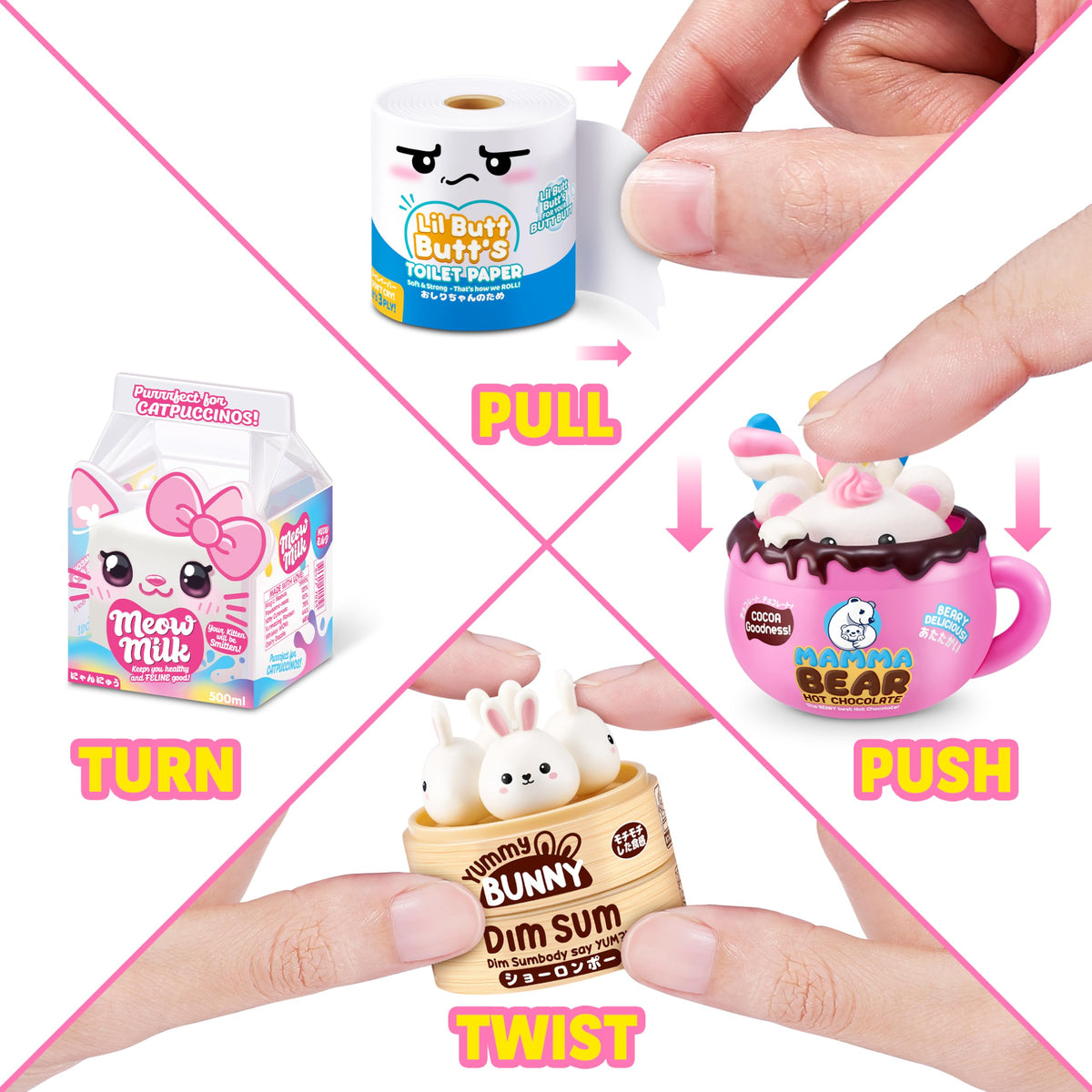 Mini Brands Kawaii liquid-filled mini emphasizes interactive play with liquid detail