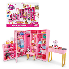 Mini Brands Mini Fashion Dream Wardrobe open front showing multiple storage compartments
