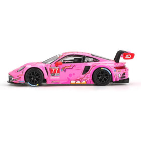Generic Mini GT diecast Porsche 911 GT3 R #77 interior detail highlights authentic cabin for collectors.