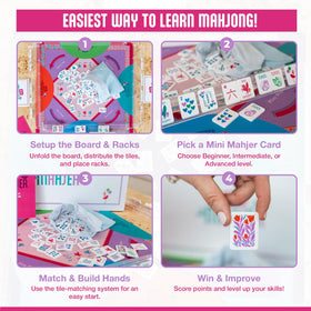Mini Mahjer durable board provides a sturdy surface for groups.