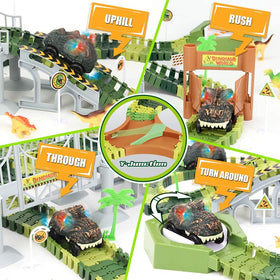 Mini Tudou dinosaur cars with lights brighten playtime and storytelling moments.