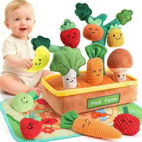 Mini Tudou fruit plush apple enhances gentle sensory play and color recognition.