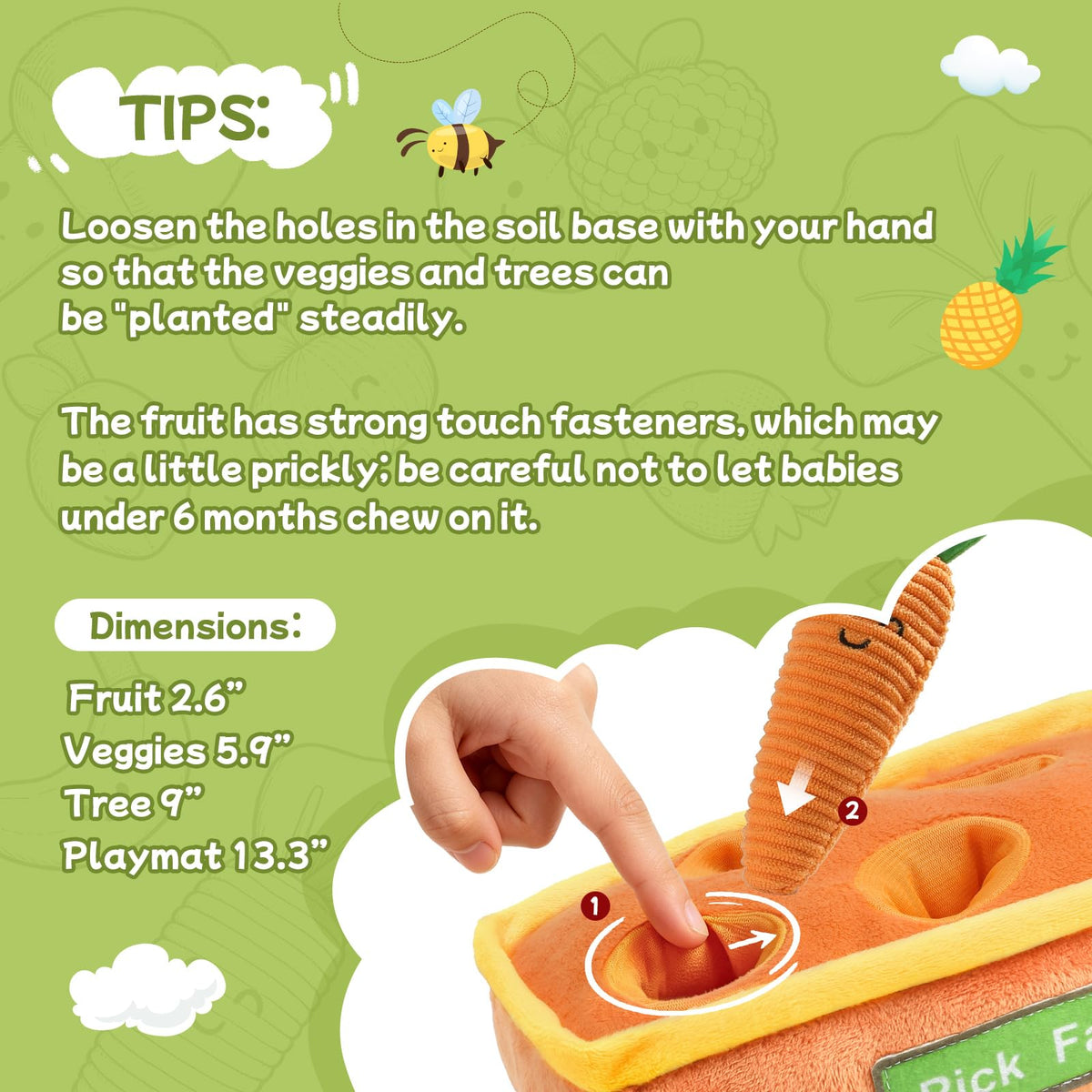 Mini Tudou mushroom rattle adds cheerful sound to on-the-go play.