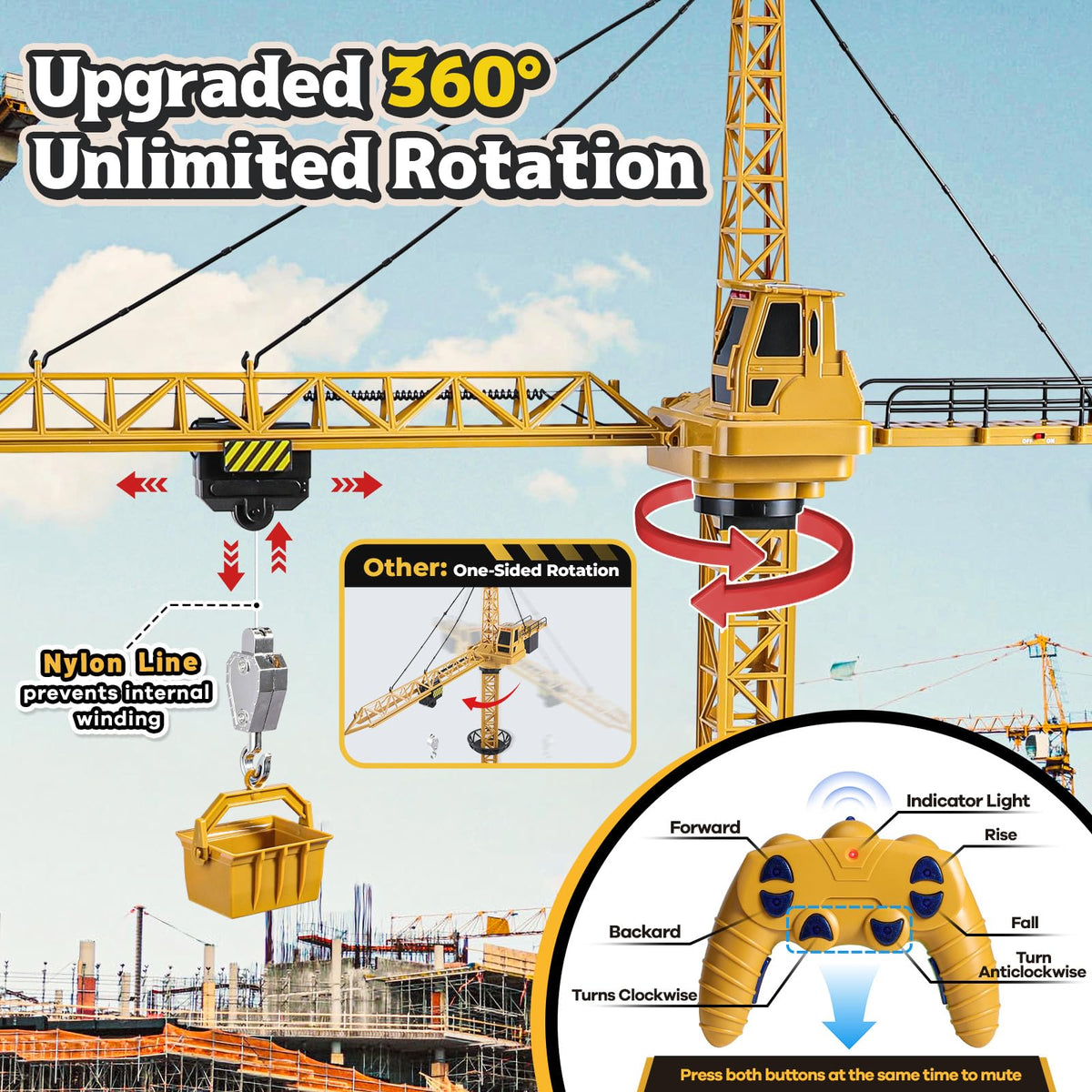 Mini Tudou RC crane remote control for responsive operation.
