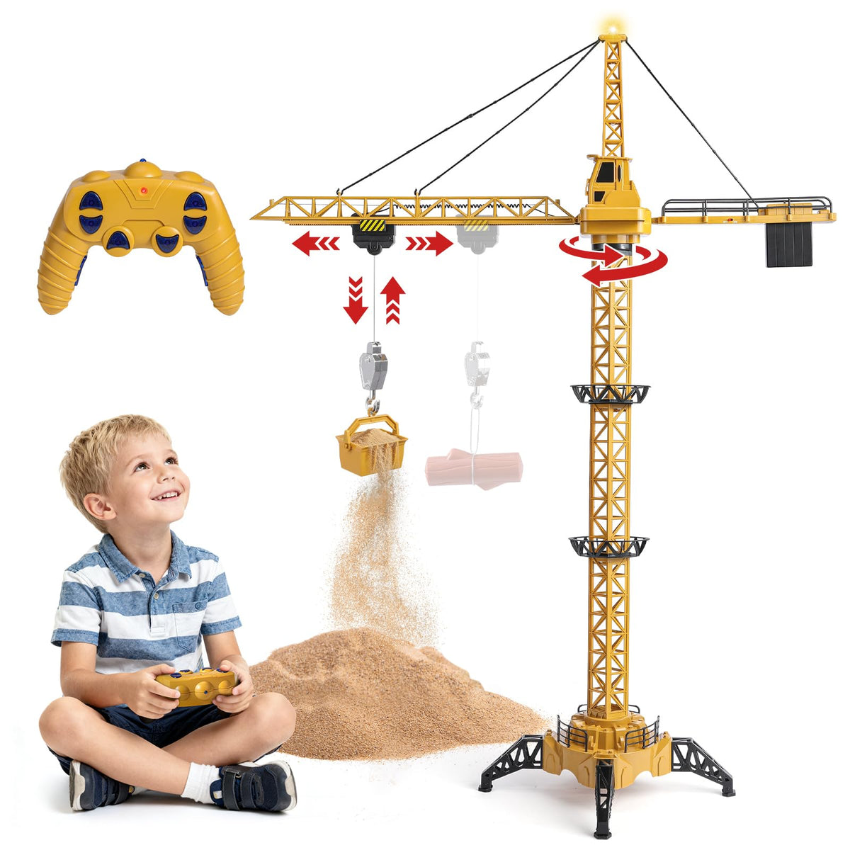Mini Tudou RC crane toy tower height for imaginative construction play.