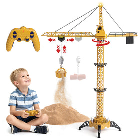 Mini Tudou RC crane toy tower height for imaginative construction play.