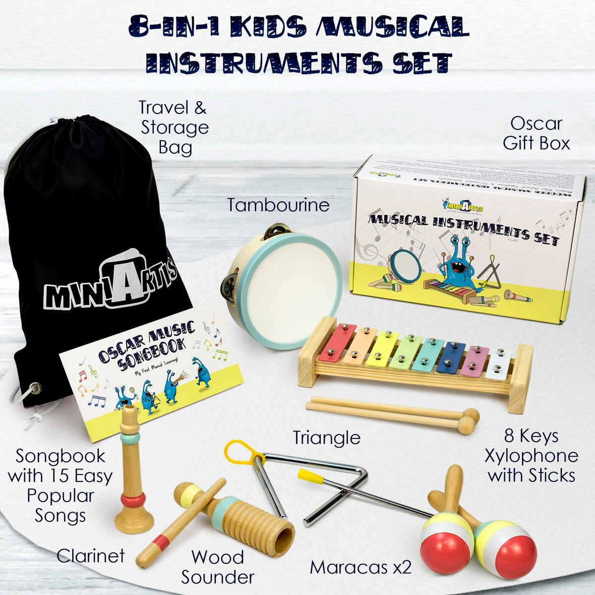 MINIARTIS tambourine promotes active play and motor skill development.